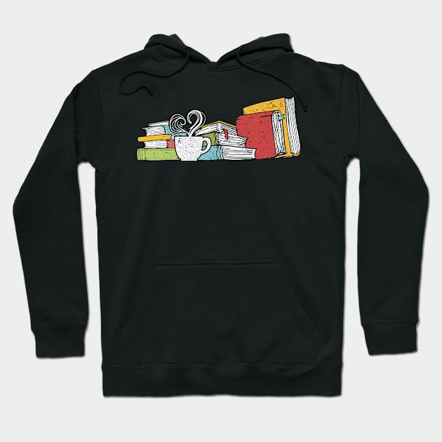 Bookworm Retro Librarian Coffee Book Reading Hoodie by shirtsyoulike